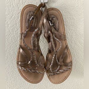 Strapped Gold/Bronze Braided Sandals